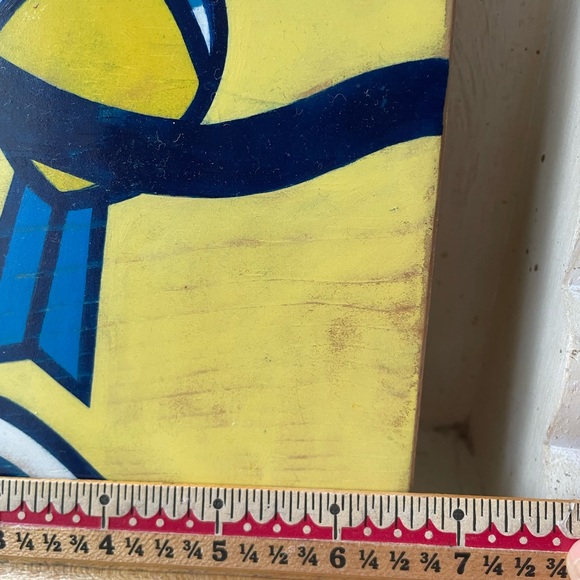 Yellow & Blue Bird Wall Art Hand Painted on Wood - Picture 7 of 12